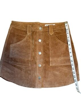 Suede Button-Front Mini Skirt